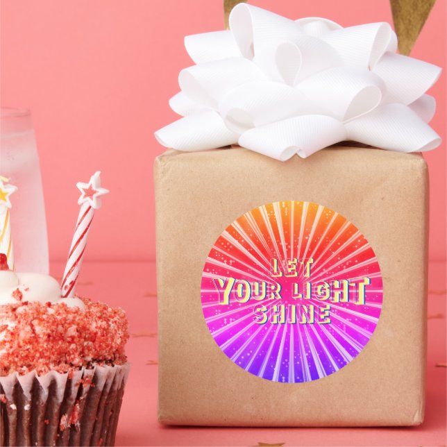 Pegatina Redonda Deja que tu luz brille (Fiesta)