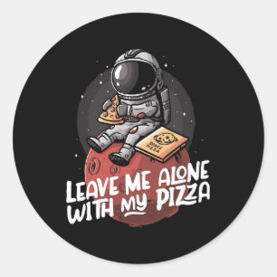 Pegatina Redonda Déjame Solo Con Mi Pizza