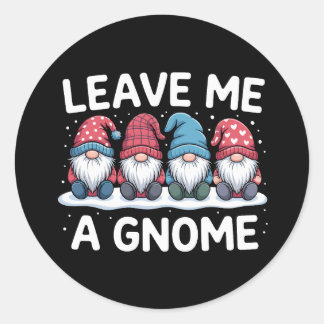 Pegatina Redonda Déjame una Navidad de Gnomos Pijama de Vacaciones