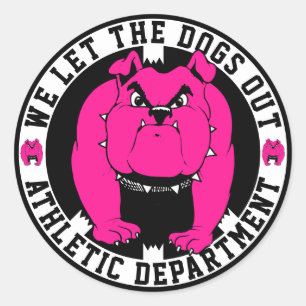 Pegatina Redonda Dejamos que el Departamento Atlético de Perros Mas