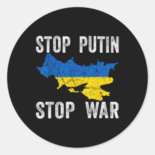 Pegatina Redonda Dejar De Matar - Detener A Rusia - Detener La Guer