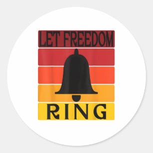 Pegatina Redonda Dejar que el anillo de la libertad retro la bola d