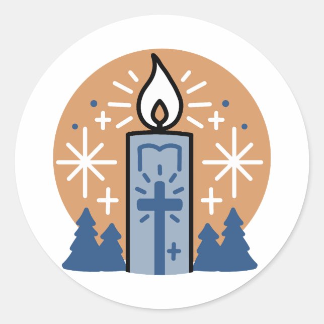 Pegatina Redonda Dejar que la fe brille brillante (Anverso)