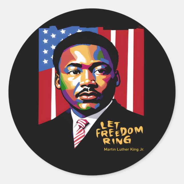 Pegatina Redonda Dejar que la libertad sonara una cita graciosa (Anverso)