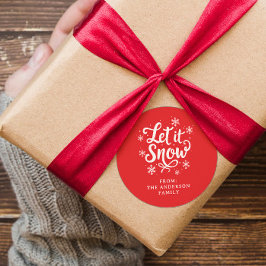 Pegatina Redonda Dejar que la nieve roja sea personalizada