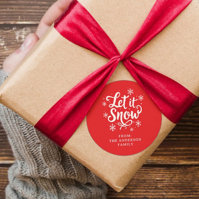 Pegatina Redonda Dejar que la nieve roja sea personalizada (Subido por el creador)