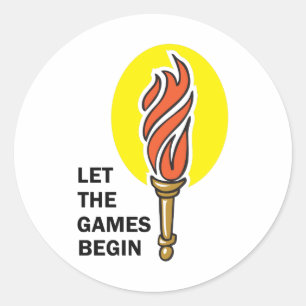 PEGATINA REDONDA DEJE LOS JUEGOS COMENZAR