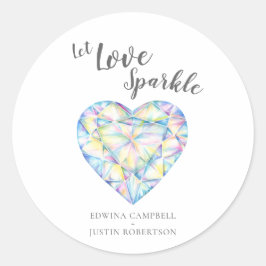 Pegatina Redonda Dejemos amar a los brillantes bodas de acuarela de