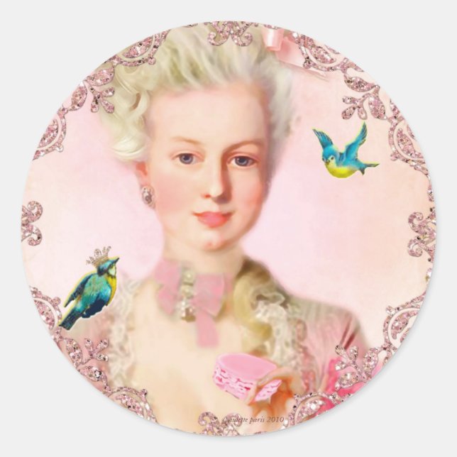 Pegatina Redonda Dejemos que coman Macarons Seals de Paulette Paris (Anverso)