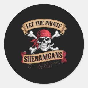 Pegatina Redonda Dejemos Que Los Escaramuzas Piratas Empiecen A Hab