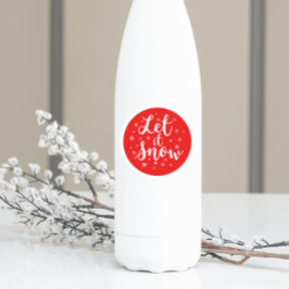 Pegatina Redonda Dejemos que los Navidades de la nieve rojen copos 