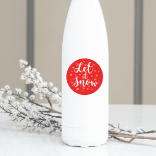 Pegatina Redonda Dejemos que los Navidades de la nieve rojen copos 