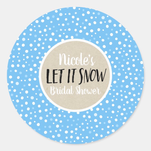 Pegatina Redonda Dejemos que nieve azul blanco nieve a favor de vac (Anverso)