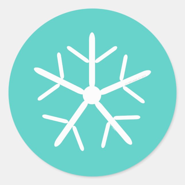 Pegatina Redonda Dejemos que nieve turquesa copo de nieve (Anverso)