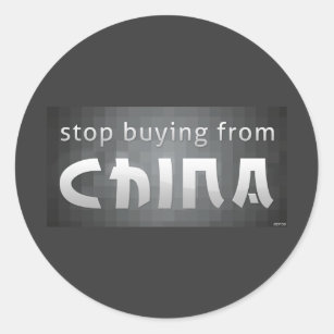Pegatina Redonda Dejen de comprar en China