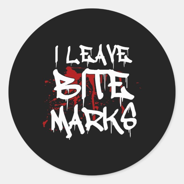 Pegatina Redonda Dejo a Bite Marks Fun Halloween Vampiro Sangre Spl (Anverso)