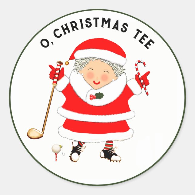 Pegatina redonda del clásico de Navidad de golf (Anverso)