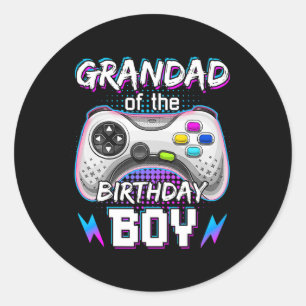 Pegatina Redonda Del juego de video Birthday Boy B-day Top Gamer Pa