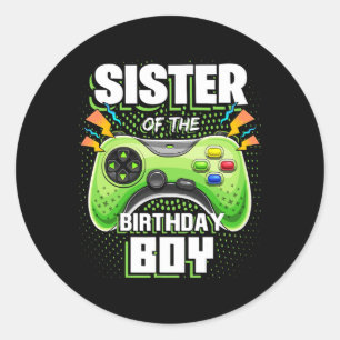 Pegatina Redonda Del Juego De Videojuegos De Cumpleaños G