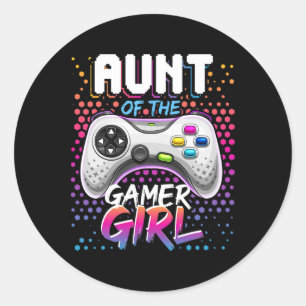 Pegatina Redonda Del Juego De Videojuegos De Jugador Chica Gif