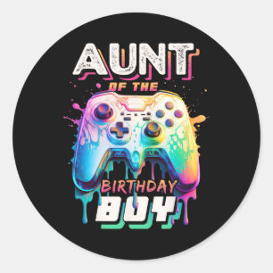 Pegatina Redonda Del Juego De Videojuegos Familiares De Cumpleaños