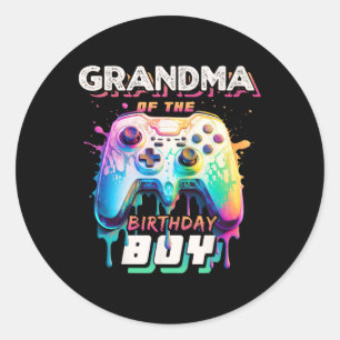 Pegatina Redonda Del Juego De Videojuegos Familiares De Cumpleaños
