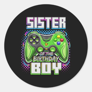 Pegatina Redonda Del Juego De Videojuegos Familiares De Cumpleaños