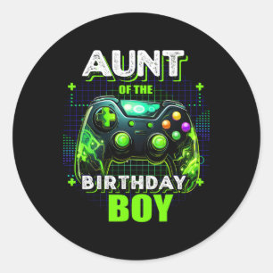 Pegatina Redonda Del Juego De Videojuegos Familiares De Cumpleaños