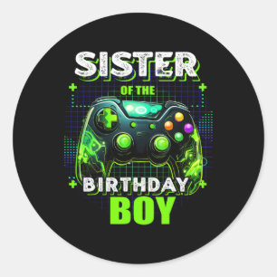Pegatina Redonda Del Jugador De Videojuegos De Cumpleaños 1