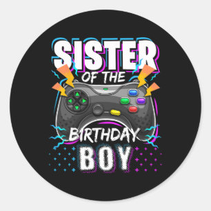 Pegatina Redonda Del Jugador De Videojuegos De Cumpleaños 1