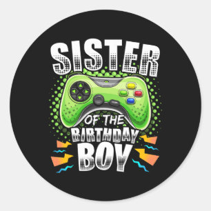 Pegatina Redonda Del Jugador De Videojuegos De Cumpleaños 1