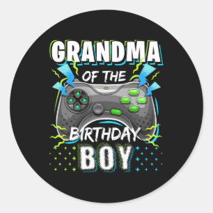 Pegatina Redonda Del Jugador De Videojuegos De Cumpleaños 4