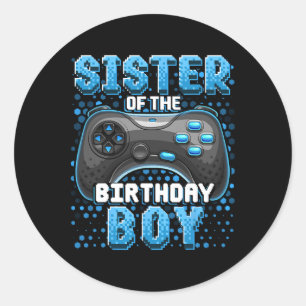 Pegatina Redonda Del Jugador De Videojuegos De Cumpleaños 6