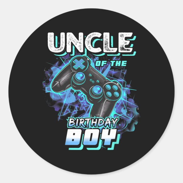 Pegatina Redonda Del Jugador De Videojuegos De Cumpleaños Cumpleaño (Anverso)
