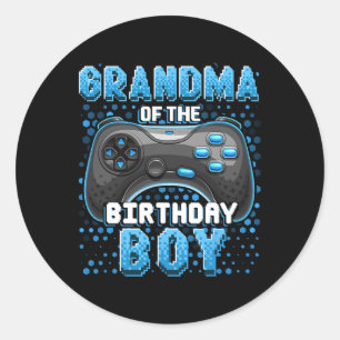 Pegatina Redonda Del Jugador De Videojuegos De Cumpleaños Cumpleaño