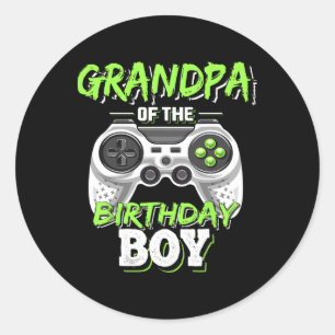 Pegatina Redonda Del Jugador De Videojuegos De Cumpleaños Cumpleaño