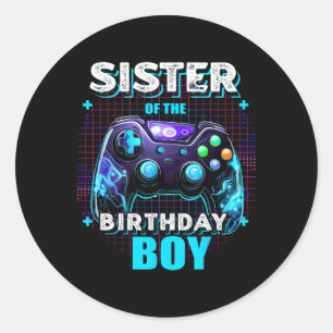 Pegatina Redonda Del Jugador De Videojuegos De Cumpleaños Cumpleaño