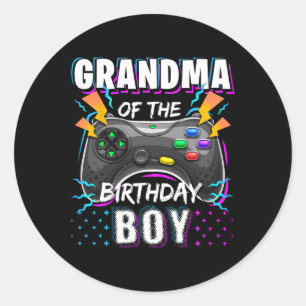 Pegatina Redonda Del Jugador De Videojuegos De Cumpleaños Cumpleaño