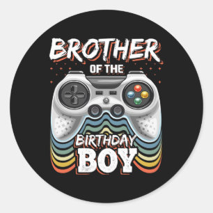 Pegatina Redonda Del Jugador De Videojuegos De Cumpleaños Cumpleaño