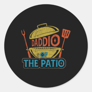 Pegatina Redonda Del Patio Vintage Bbq Grill Barbacoa Padre D