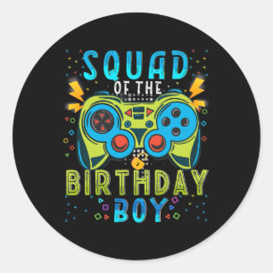 Pegatina Redonda Del Videojuego Birthday Boy coincidente Cumpleaños