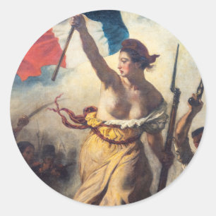 Pegatina Redonda Delacroix - La Libertad guiando al pueblo Primer p