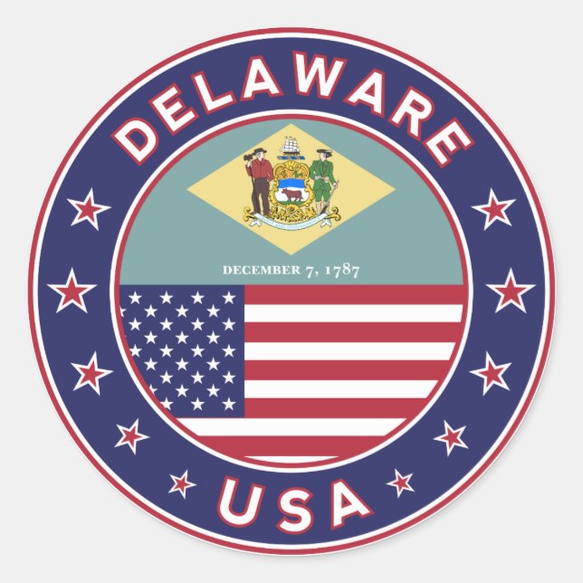 Pegatina Redonda Delaware (Anverso)