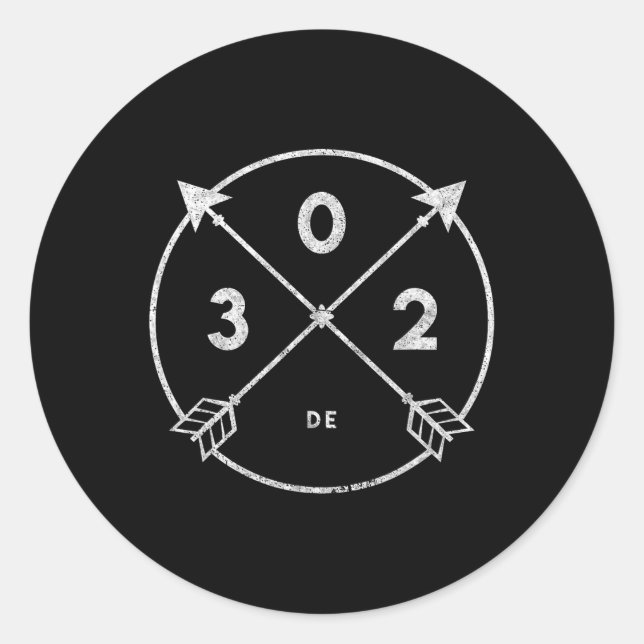Pegatina Redonda Delaware Area Code 302 State Pride Souvenir Regalo (Anverso)
