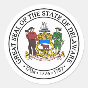Pegatina Redonda Delaware, Estados Unidos