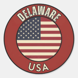 Pegatina Redonda Delaware Estados Unidos de América