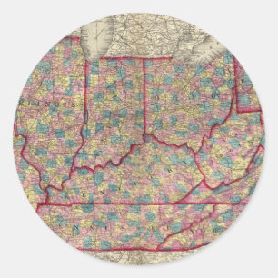 Pegatina Redonda Delaware, Illinois, Indiana e Iowa