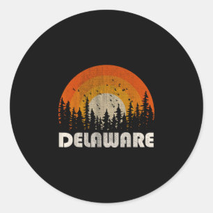 Pegatina Redonda Delaware - naturaleza divertida vintage senderismo