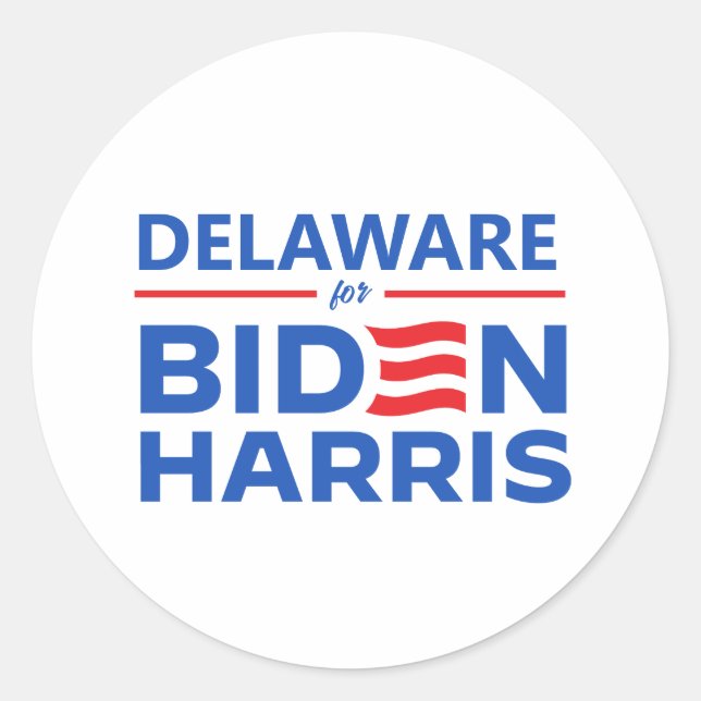 Pegatina Redonda Delaware para Biden Harris (Anverso)