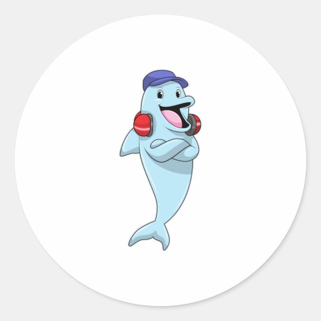 Pegatina Redonda Delfín en Listen Music (Anverso)